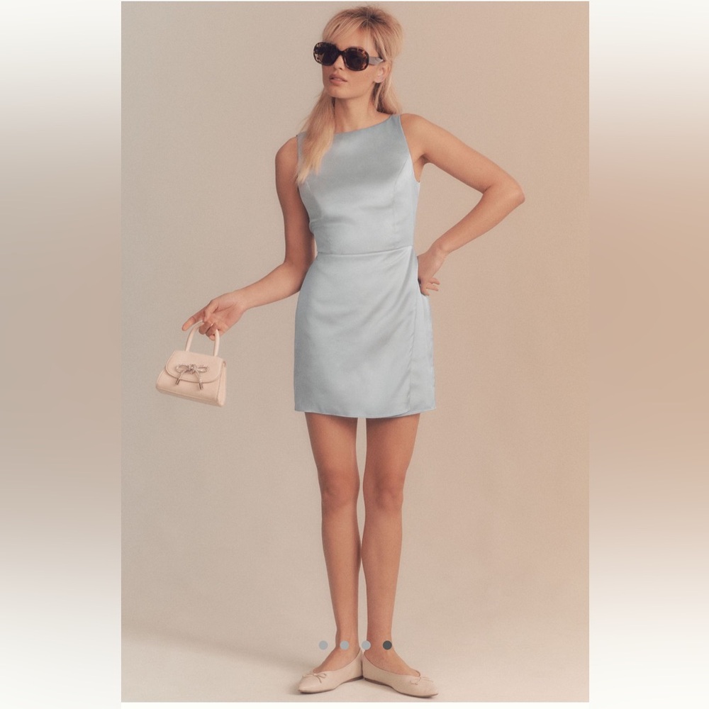 BHLDN Alice High-Neck Stretch Satin Mini Dress
